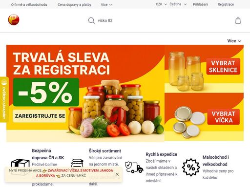prodáváme zavařovací sklenice, plechovky, víčka na sklenice a zavařovací potřeby. vlastní sklady, maloobchod i velkoobchod. 