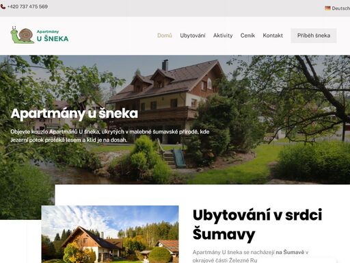 objevte kouzlo apartmánů u šneka, ukrytých v malebné šumavské přírodě, kde jezerní potok protéká lesem a klid je na dosah.