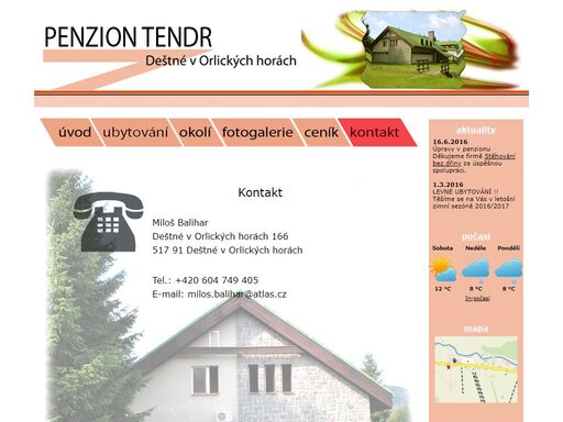 penzion tendr - ubytování deštné v orlických horách - ubytování v deštném v orl. horách levně