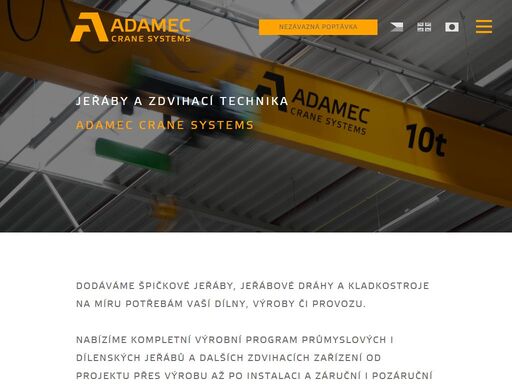 nabízíme kompletní výrobní program jeřábů, zdvihací techniky a jeřábových drah od projektu přes výrobu až po instalaci a záruční i pozáruční servis.