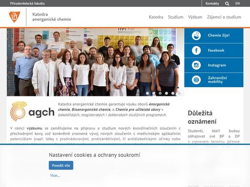 hlavní webové stránky přírodovědecké fakulty univerzity palackého v olomouci