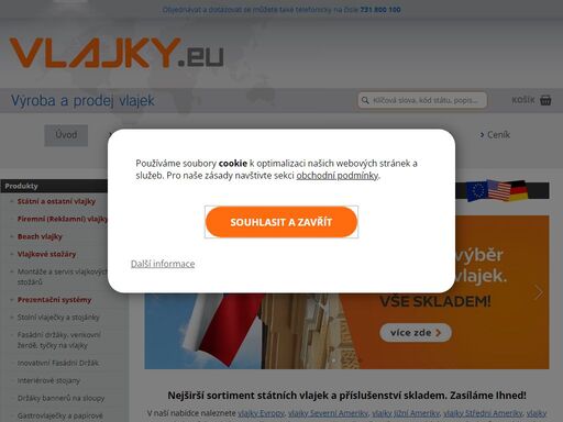 výroba a prodej státních vlajek i firemních vlajek, vlaječek, stožárů, stojánků  a ostatního příslušenství - vlajky států světa - vlajky.eu