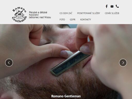 pánské a dětské kadeřnictví holičství romano gentleman barber jablonec nad nisou střih stříhání hlavy vousů mytí masáže hlavy opalování uší a ochlupení ornamenty strojkem i břitvou pánský peeling  barvení vlasů a vousů kontury