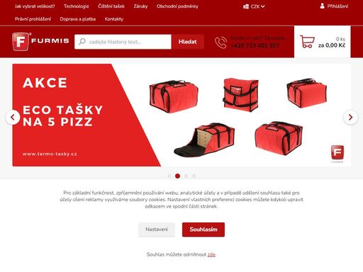 eshop nabízí tašky na pizzu, tašky na obědové boxy, tašky na polévky, batohy na pizzu, batohy na obědové boxy a batohy na nápoje, jak horké, tak studené.