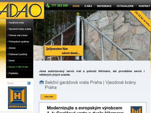 sekční garážová vrata hörmanm prodej montáž, servis, opravy, vjezdové brány a závory praha, pohony bran, pohony garážových vrat, parkovací systémy