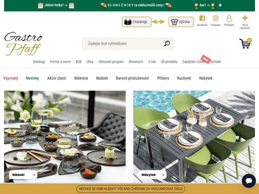 e-shop gastro vybavení, oblečení pro číšníky, skleničky, lehátka k bazénu a stolové desky. pracovní oblečení a hotelový textil.