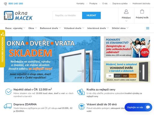 skladová a bazarová okna, dveře a vrata s rychlým dodáním od společnosti okna macek a.s.