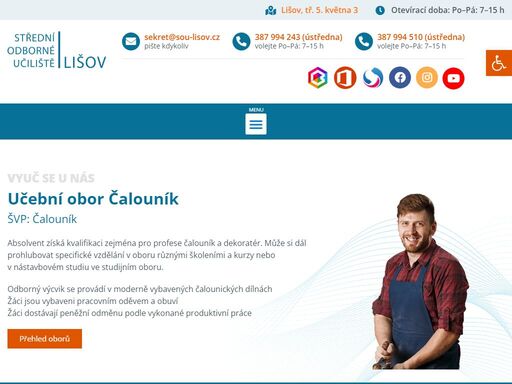 státní střední odborné učiliště zajišťující výuku dvouletých a tříletých oborů čalouník, podlahář, truhlář, stravovací, ubytovací a pečovatelské služby, prodavačské práce, potravinářská, truhlářská a čalounická výroba, strojírenské a zednické práce.