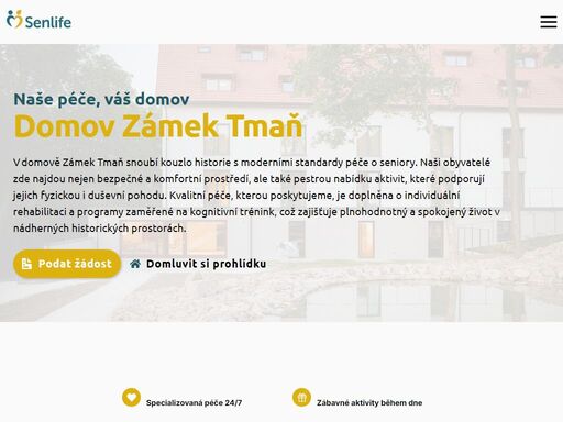 užijte si komfortní a bezpečný pobyt v zámku tmaň u berouna. poskytujeme domov pro seniory, včetně volnočasových aktivit a péče.