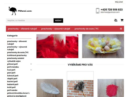pštrosí péřové prachovky a dekorativní peří