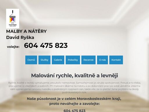 levný malíř, kvalitní malíř, malíři ostrava, opava, frýdek-místek, havířov, třinec, karviná. zavolejte 604 475 823, nezávazná kalkulace na místě zdarma. malujeme rychle a kvalitně