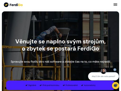 optimalizujte správu vaší flotily s ferdigo, inovativní platformou pro efektivní a snadnou obsluhu
           strojů. získejte kontrolu, snižte náklady a zvyšte produktivitu s naším uživatelsky přívětivým softwarem.