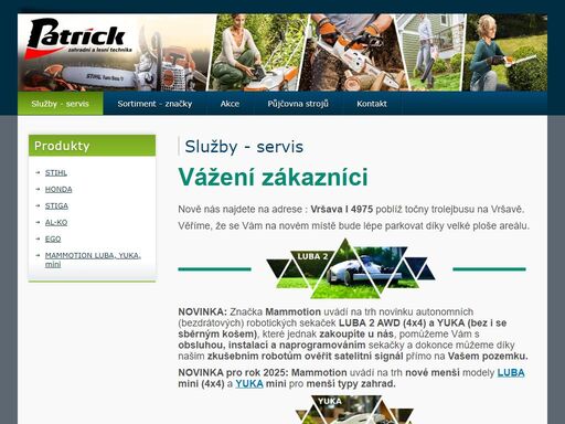 zahradní a lesní technika světových značek stihl,honda,stiga,al-ko,mammotion