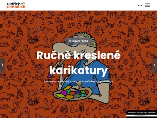 ručně kreslené karikatury, oznámení, pozvánky, blahopřání, diplomy a vtipy od oldřicha cimbálka.