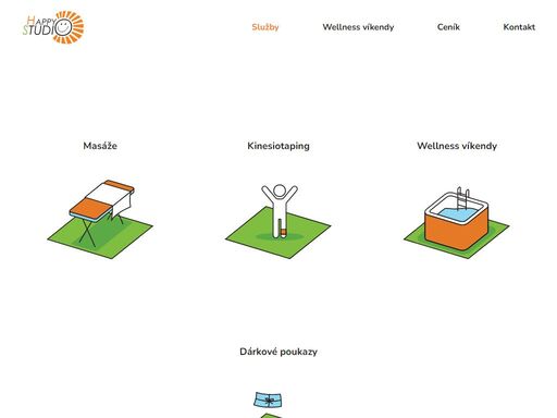 happy studio nabízí služby pro regeneraci organismu - masáže, kinesiotaping nebo wellness pobyty.