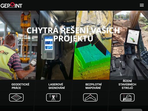 komplex služeb v oblasti geodézie, laserového skenování, 3d dokumentace, fotogrammetrie, řízení stavebních strojů a přípravy dat, letecké práce bezpilotními letadly.