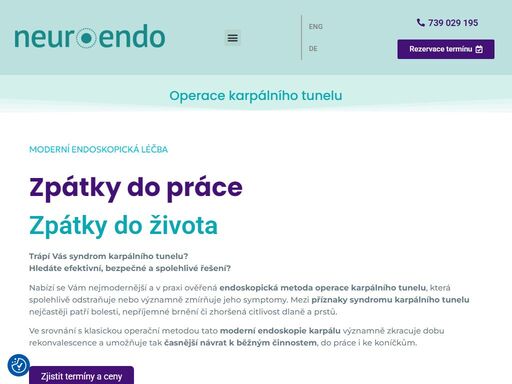 moderní endoskopická léčba a chirurgie syndromu karpálního tunelu pro pacienty na klinice v praze 7. konzultace zdarma a pooperační kontrola.
