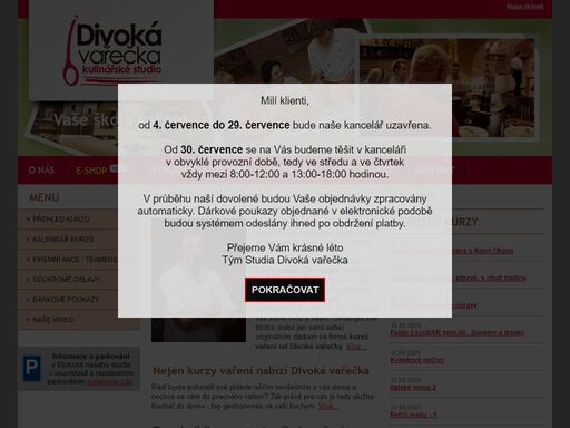 neopakovatelné kurzy vaření ve škole vaření divoká vařečka.