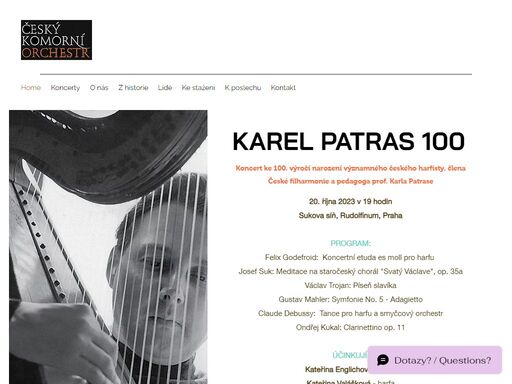 český komorní orchestr (cko.cz) - základní informace o českém komorním orchestru, včetně jeho historie a současnosti, o koncertech, o jeho zakladatelích, nabízí nahrávky, fotografie a další materiály.