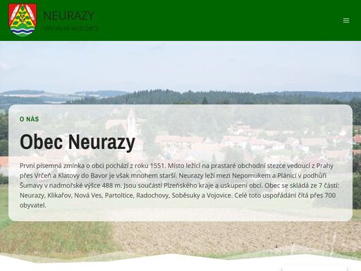obec neurazy leží mezi nepomukem a plánicí. obec se skládá ze 7 částí: neurazy, klikařov, nová ves, partoltice, radochovy, soběsuky a vojovice.