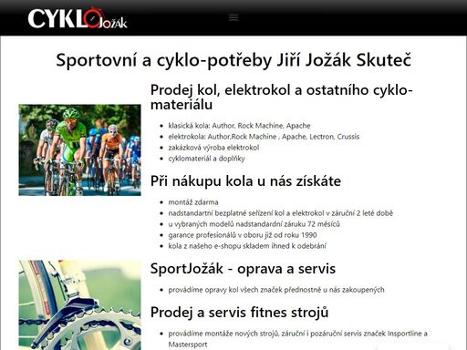 prodej kol, elektrokol a ostatního cyklo materiálu?. oprava a servis všech typů kol. palackého 247, 53973 skuteč. volejte: +420 603 349 591