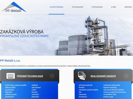pp metall s.r.o. - zakázková výroba těžké průmyslové vzduchotechniky, odlučovačů zplodin, výměníků.