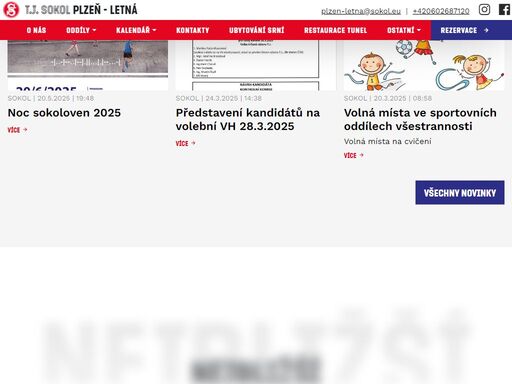 t.j. sokol plzeň letná nabízí možnost aktivního odpočinku široké veřejnosti či možnost zapojit se do soutěžních sportů jednotlivých kategorií. působí zde například oddíl kopané, oddíl nohejbalu, oddíl volejbalu či oddíl šachu.