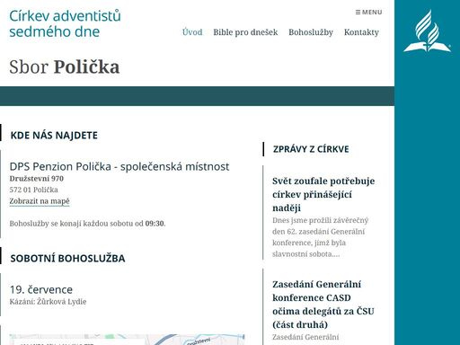 adventisté sedmého dne z poličky.