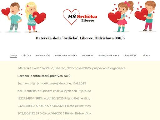 mateřská škola srdíčko, liberec, oldřichova 836/5, příspěvková organizace