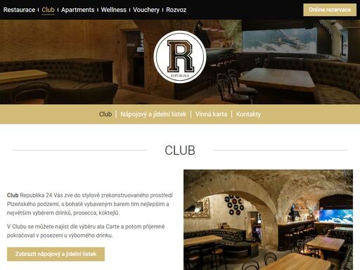 club republika 24 vás zve do stylově zrekonstruovaného prostředí plzeňského podzemí, s bohatě vybaveným barem tím nejlepším a největším výběrem drinků,