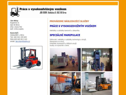 práce s vysokozdvižným vozíkem, specialní manipulace