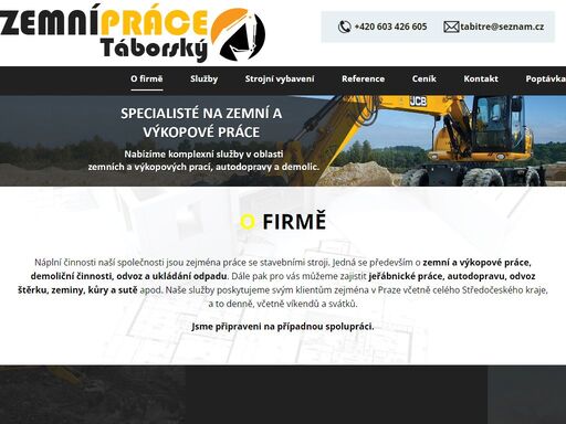zemní práce táborský nabízí zemní a výkopové práce, demolice, autodoprava, jeřábnické práce, kontejnery,substráty. provádíme zemní práce praha a okolí