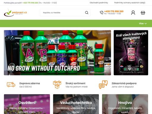 pestovani.cz. vítejte na pestovani.cz, vašem spolehlivém partnerovi pro vše, co souvisí s pěstováním rostlin. jsme profesionální maloobchod i velkoobchod s pěstitelskými potřebami a působíme v teplicích a ústí nad labem.
specializujeme se na kompletní vybavení pro indoor i outdoor pěstování – od kvalitních substrátů…