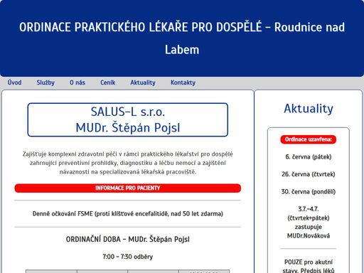 praktický lékař pro dospělé, roudnice nad labem, štěpán pojsl