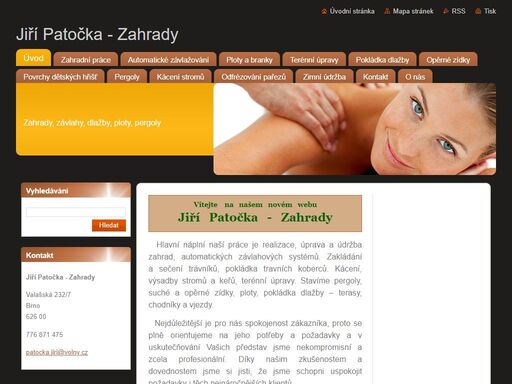 realizace a úprava zahrady, sečení trávníku, realizace automatických závlahových systémů, pokládka travních koberců, kácení a výsadba stromů a keřů, pokládka dlažby, stavba plotu, stavba pergoly, terénní úpravy.