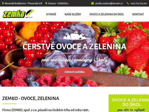 nabízí široký sortiment čerstvého ovoce a zeleniny především z tuzemské produkce, ze slovenska, španělska, holandska a dalších zemí eu.