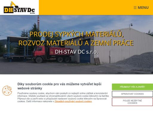 prodej sypkých materiálů, rozvoz materiálů a zemní práce, dh-stav dc s.r.o.