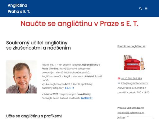 učitel angličtiny z prahy 4 se zkušenostmi 20 let. bavte se angličtinou s e. t. + učitelsví na vš + stáž v anglii + individuálně se přizpůsobí