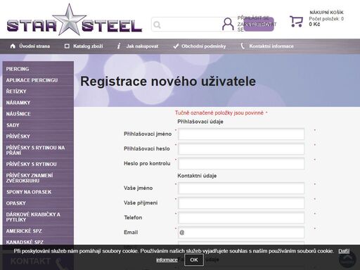 on-line prodej šperky z oceli, šperky s rytinou na přání, spony na opasky, originální kožené opasky, piercing, americké spz