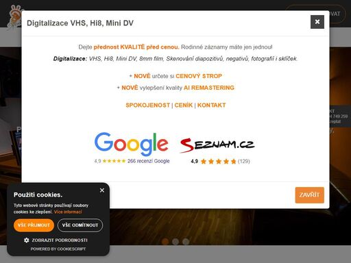 digitalizace vhs a převod vhs - nejlepší ?hodnocení?digitalizace vhs v čr - převod vhs ?, hi8, digital8, minidv, 8mm filmu, na dvd s vylepšením obrazu. skenování diapozitivů a negativů. ?. převod z videokazet