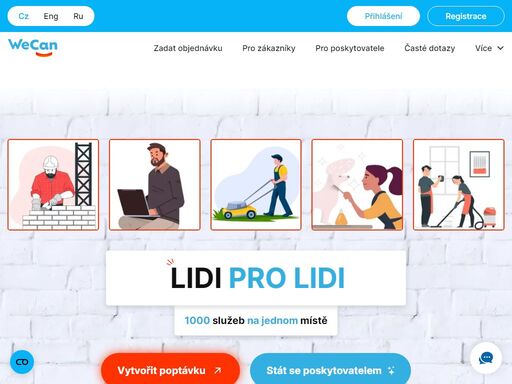 hledání specialistů z různých oborů: opravy a stavby, stěhování, marketing, chůvy, úklid, brigádníci.