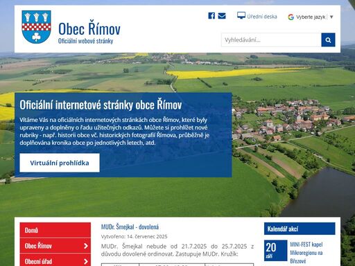obec římov na třebíčsku. obec je součástí mikroregionu podhůří mařenky.
