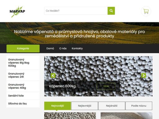 nabízíme granulovaná a sypká vapenatá hnojiva, senážní folie, síťovinu do lisu a přidružené produkty