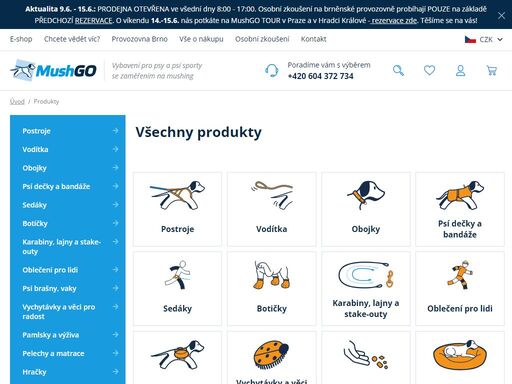 naším posláním a cílem je vám pomoci s výběrem toho správného vybavení pro mushing, canicross, dogtrekking, agility a další. vybíráme napříč značkami jak pro vašeho psa, tak pro vás.