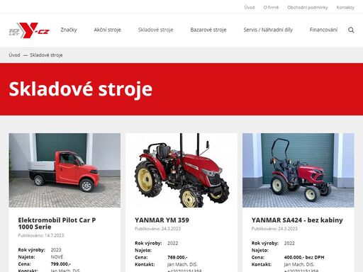 společnost y-cz s.r.o. - dovoz a prodej zemědělské a komunální techniky značek same, lamborghini a yanmar. prodej traktorů, malotraktorů, traktorů na vinice a sady, náhradní díly a servis.