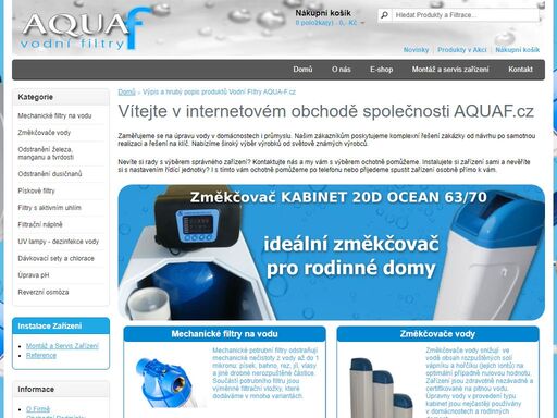 aqua-f komplexní úprava vody pro domácnosti i průmysl. nabízím změkčovače vody, zařízení pro odstranění železa a manganu, pískové filtry, filtrační pouzdra, filtrační vložky a jiné zařízení