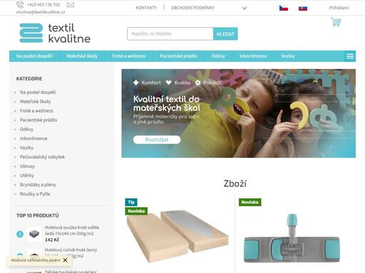 již 20 let pro vás vyrábíme široký sortiment textilu. nabízíme povlečení, prostěradla, přikrývky, polštáře, pacientské prádlo - to vše za super ceny.