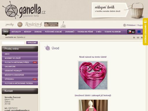 úvod; galanterie nella / prodej příze online / ganella.cz