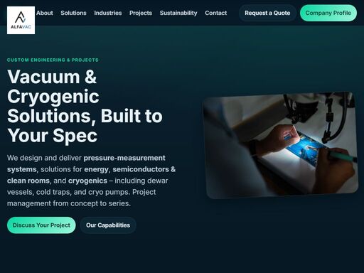 alfavac – custom engineering and projects in pressure-measurement systems, energy, semiconductors & clean rooms, and cryogenics (dewars, cold traps, cryo pumps).