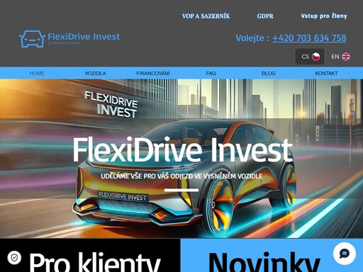„rychlý prodej a financování vozidel bez kontroly bonity. flexidrive invest a.s. nabízí výhodné splátky a snadný přístup k novým vozům.“